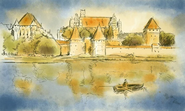 Sketch of Malbork — Stock Photo, Image