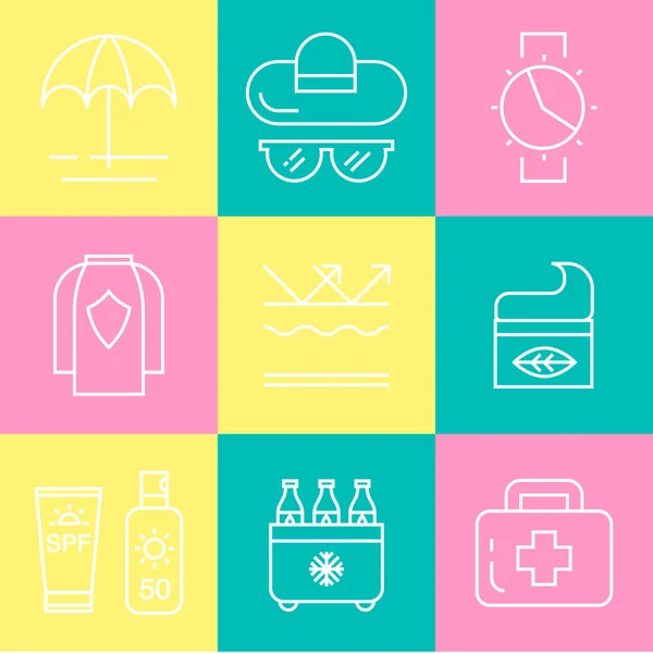 Summer skin protection icons. — Stock Vector