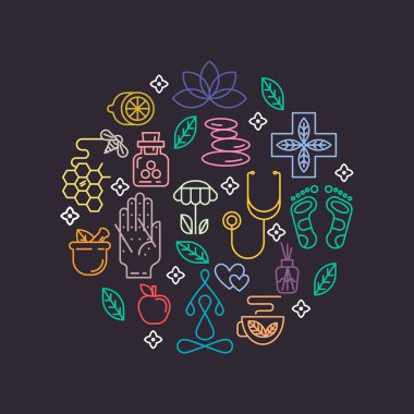Superfoods çizgi vektör kavramı.