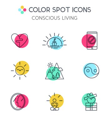 Modaya uygun satırı Icons set bilinçli yaşam.