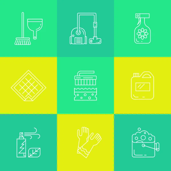 Szücs-Korbély háztartási tisztítószerek ikonok. — Stock Vector