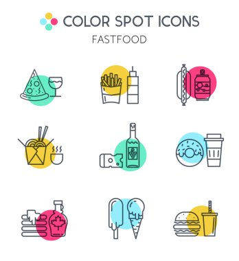 İnce çizgi Restoran Menü vektör Icon set.