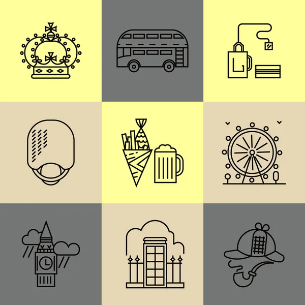 Set of linear London icons — Stock Vector
