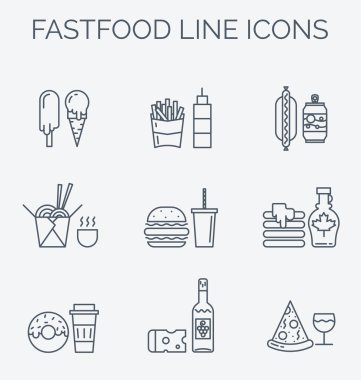 İnce çizgi Restoran Menü vektör Icon set.