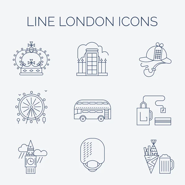 Ensemble d'icônes linéaires de Londres . — Image vectorielle