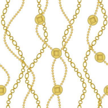 Zincir desenleri kusursuz. Kumaş, duvar kağıdı, ambalaj, arkaplan için tasarım.