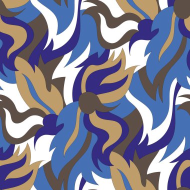 Mavi ve beyaz çiçeklerin kusursuz arkaplanı.