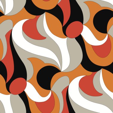 Şekillerin ve dalgalı çizgilerin görüntüsüyle kusursuz soyut desen.