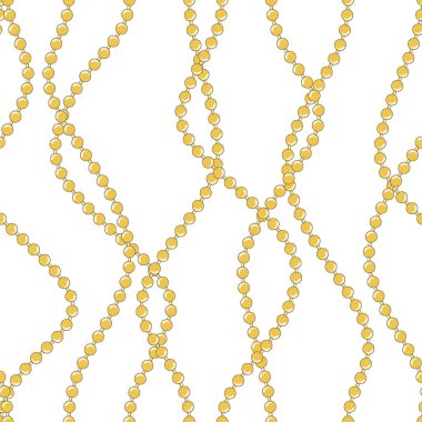 Altın boncuklu kusursuz desen. Lüks mücevherler. Altın arka plan. vektör