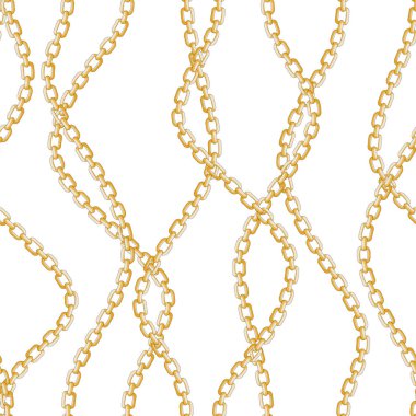 Beyaz arkaplanda altın zincirler