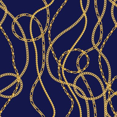 Altın zincirli ve incili vektörsüz desen