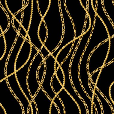 Zincirli ve noktalı altın desenli