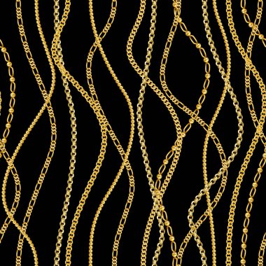 Altın pürüzsüz siyah zincir deseni