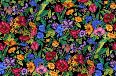 Çiçek desenleri pürüzsüz. Kumaş, duvar kağıdı, ambalaj, arkaplan için tasarım.