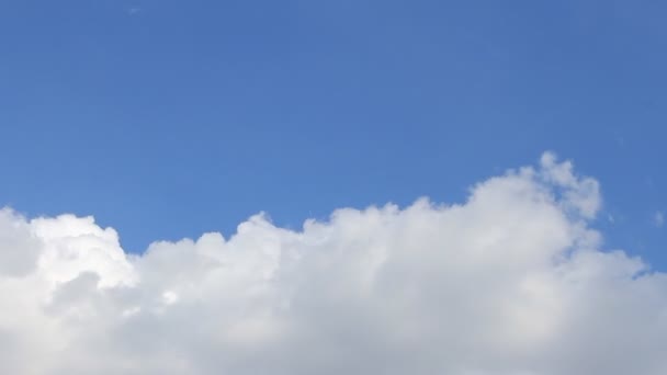 Tijd Lapse witte puffy wolken op de achtergrond blauwe hemel — Stockvideo