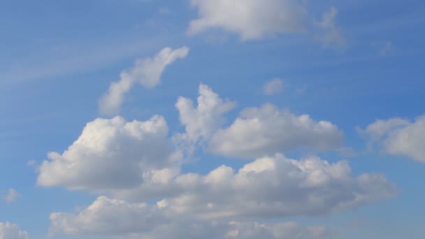 Time Lapse White puffy clouds on the background blue sky — Stock Video