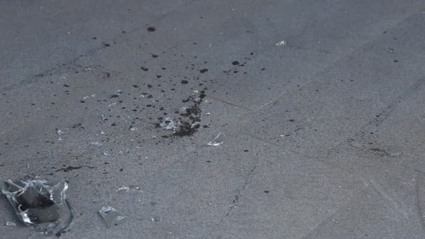 Rozbil láhev na asfaltu — Stock video