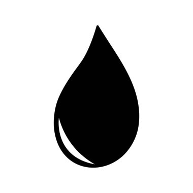 İzole edilmiş arka planda siyah su damlası simgesi. Yağmurun vektör silueti çizimi.