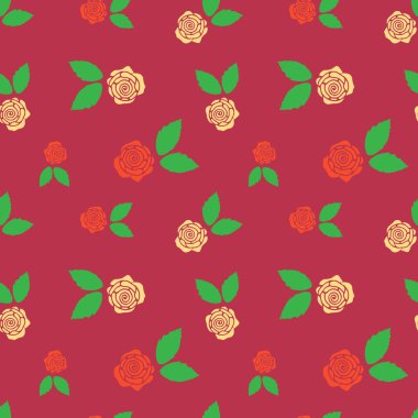 Tatillerde güllerle kusursuz desenler. Vektör illüstrasyonu.