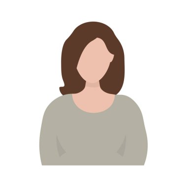 İzole bir arka planda yüzsüz kadın avatarı. Açık tenli genç bir kadının vektör çizimi.