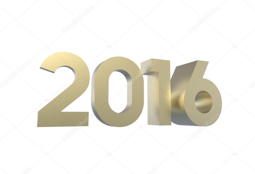 3d golden new year number 2016
