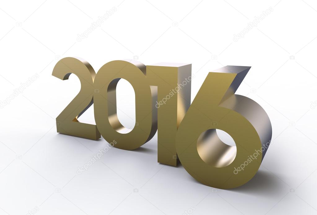3D golden number 2016 - new year concept