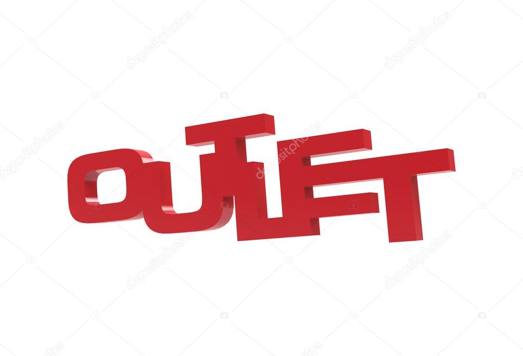 Outlet 3D Red Text Sign