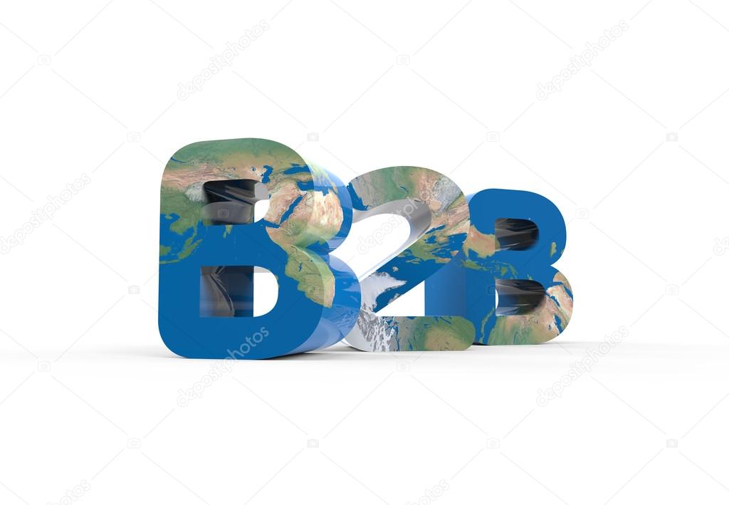 B2B Sign 3d Texture World Map White Background