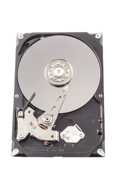 Beyaz arka plan üzerinde sabit disk içinde yakın çekim