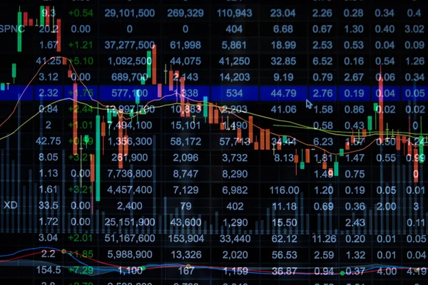 Hisse senedi grafiği, borsa veriler üzerindeki Led kavramı görüntüler. — Stok fotoğraf