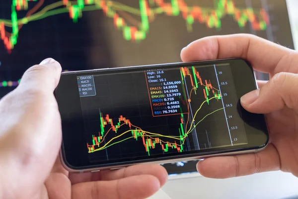 İşadamı analiz borsa mobil akıllı telefon kullanma