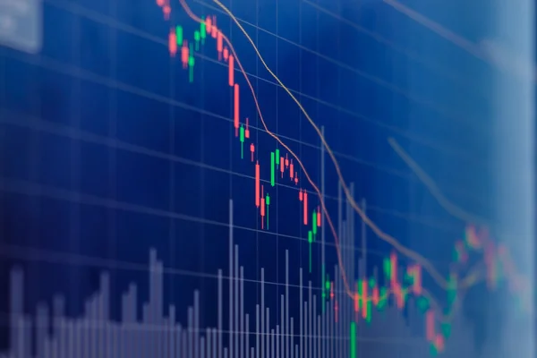 Aandelendiagram op LCD-monitor — Stockfoto