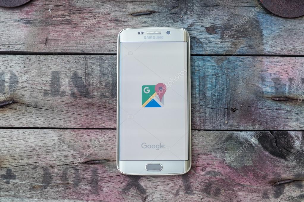 CHIANGMAI, THAILAND -NOV 28, 2015, Screen shot of google maps on samsung galaxy s6 edge. Google Maps is a web mapping service application and technology provided by Google.