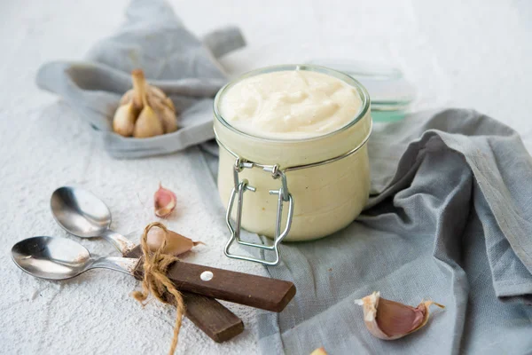 Garlick mayonnaise, sauce for Caesar Salad — Stock Image Garlick mayonnaise, sauce for Caesar Salad Stock Photo