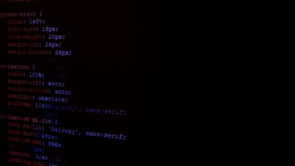 Html css bunten Code scrollen durch schwarzen Bildschirm — Stockvideo