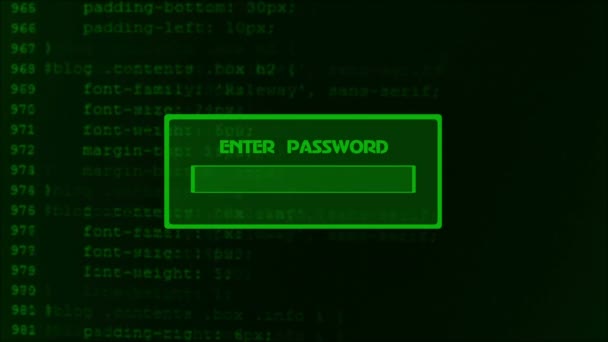 Animation of entering password on computer screen with access denied message — Stock Video