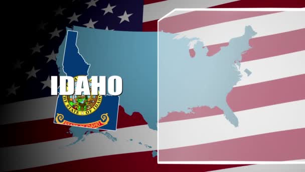 Idaho Countered Flag and Information Panel — Stock Video