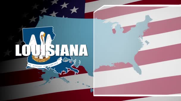 Louisiana karşı bayrak ve bilgi paneli — Stok video