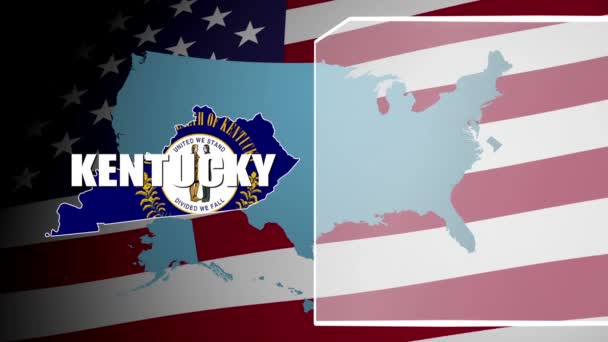 Kentucky karşı bayrak ve bilgi paneli — Stok video