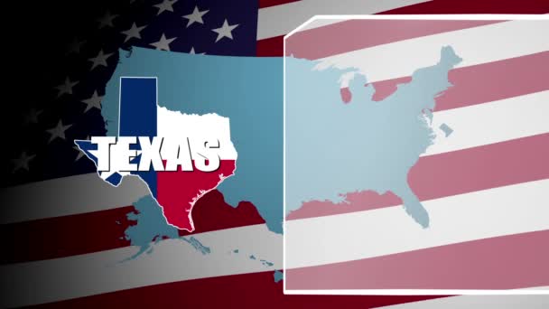 Texas karşı bayrak ve bilgi paneli — Stok video