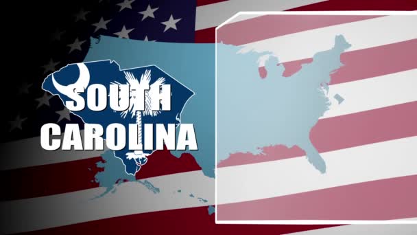 South Carolina motverkas flagga och informationspanel — Stockvideo