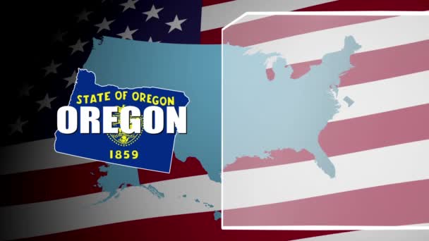 Pannello informativo e di bandiera contata dell'Oregon — Video Stock