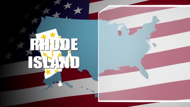 Rhode Island Countered Flag and Information Panel — Stock Video
