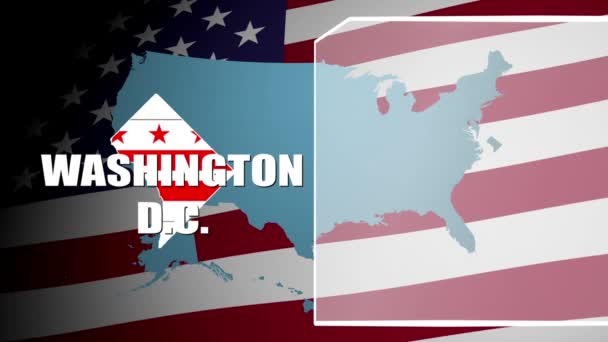 Washington D.C. Bandeira compensada e painel de informações — Vídeo de Stock
