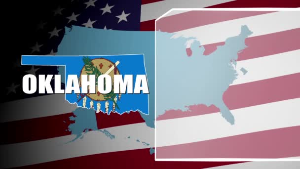 Oklahoma Countered Flag and Information Panel — Stock Video