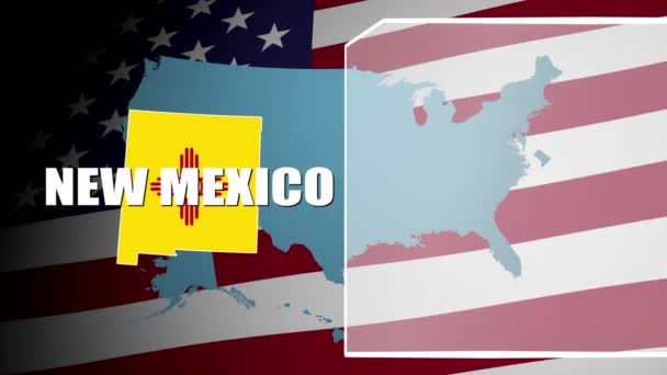 New Mexico karşı bayrak ve bilgi paneli — Stok video