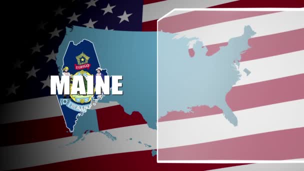 Maine karşı bayrak ve bilgi paneli — Stok video