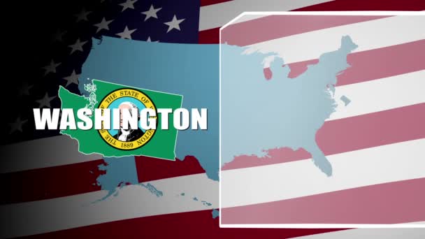 Washington tegengegaan vlag en documentinformatiepaneel — Stockvideo