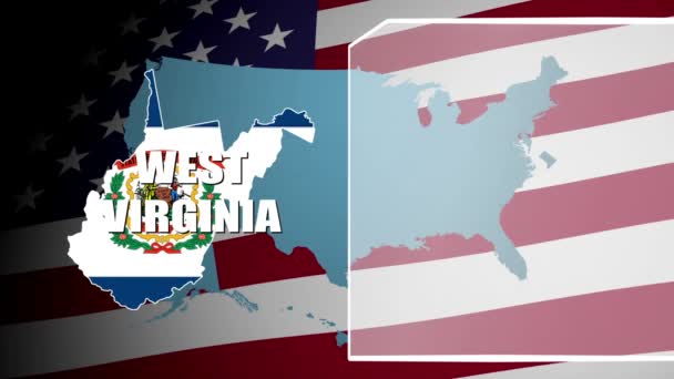 West Virginia motverkas flagga och informationspanel — Stockvideo