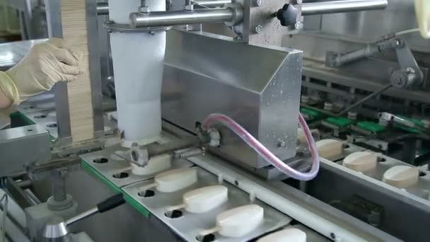 Automatic line for the production of ice cream 01 — Stock Video